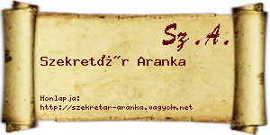 Szekretár Aranka névjegykártya